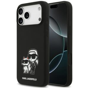 KARL LAGERFELD case for IPHONE 17 Pro Max compatible with MagSafe KLHMP17XSKCGRGOK (Silicone W/ K&C Sketch & Logo) black