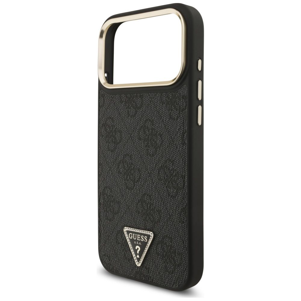 6788e2c1ae48da1f1cfd819120fc0dad GUESS case for IPHONE 17 Pro Max compatible with MagSafe GUHMP17XP4GTDGMK (4G PU W/ Triangle Logo) gold black