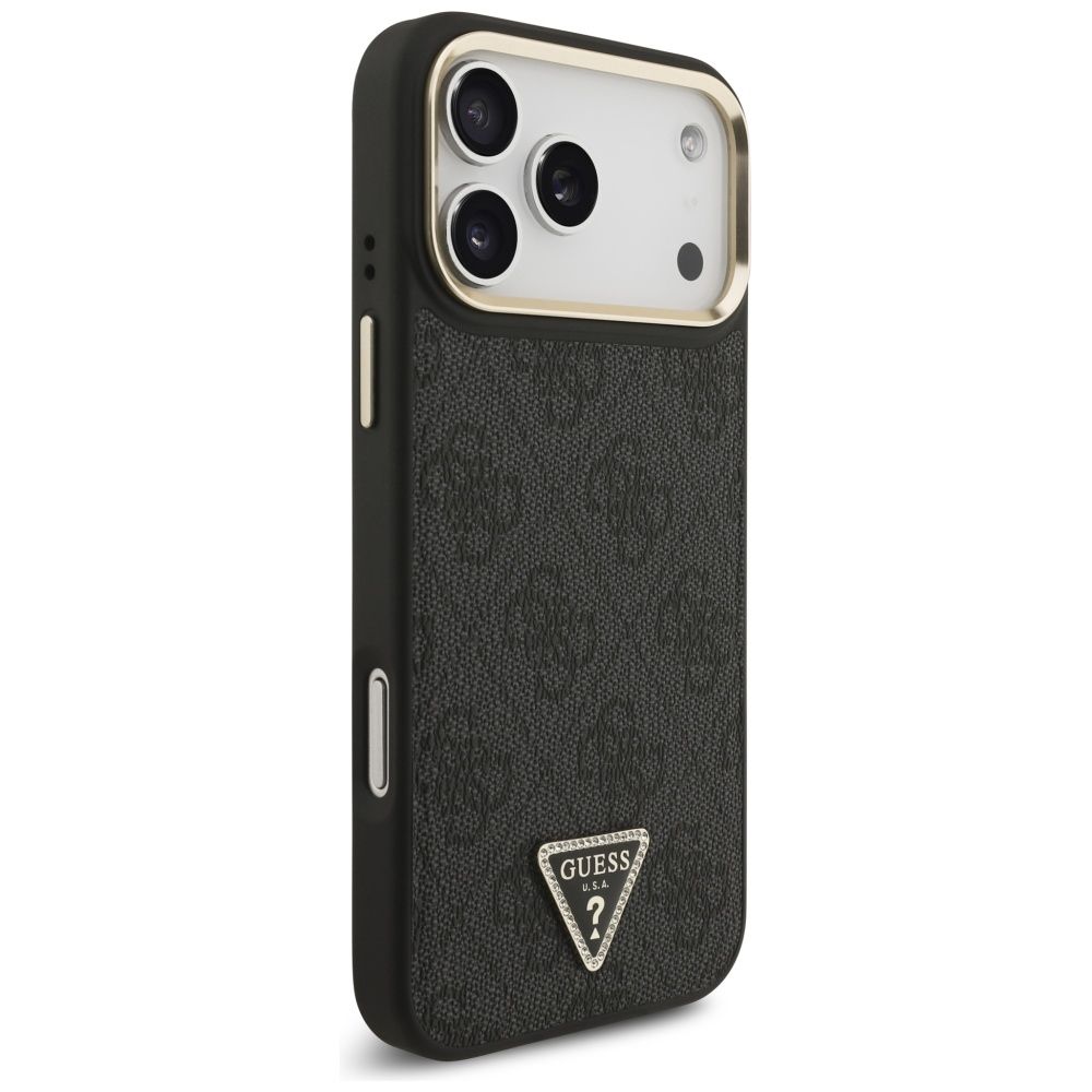 67de2945a0887c174266505cfa27082e GUESS case for IPHONE 17 Pro Max compatible with MagSafe GUHMP17XP4GTDGMK (4G PU W/ Triangle Logo) gold black