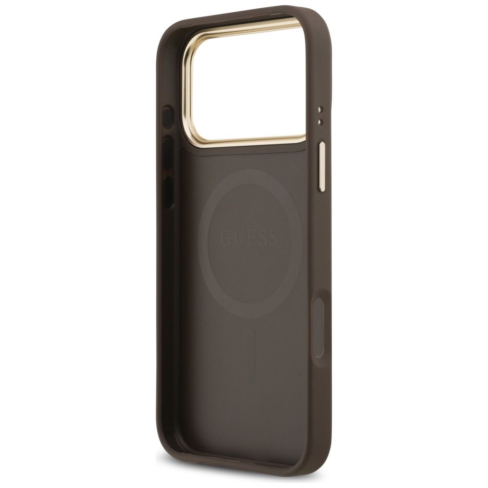 684a201692f1d03b64c49bd1595d892d GUESS case for IPHONE 17 Pro Max compatible with MagSafe GUHMP17XPGCRMDEW (PU W/ Grained Strass Logo) brown