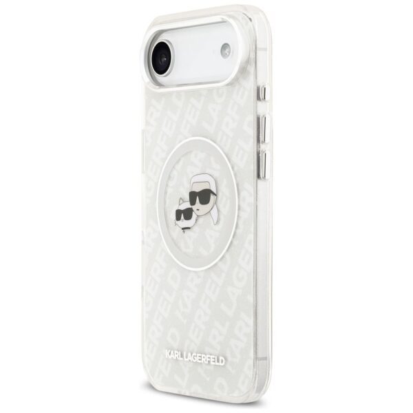 KARL LAGERFELD case for IPHONE 17 Air compatible with MagSafe KLHMP17MHMKBKCHOG (IML Glitter K&C Heads Logo) gray