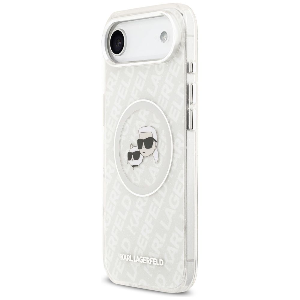 68711e5ee82e9fc6e69caf5957953c19 KARL LAGERFELD case for IPHONE 17 Air compatible with MagSafe KLHMP17MHMKBKCHOG (IML Glitter K&C Heads Logo) gray