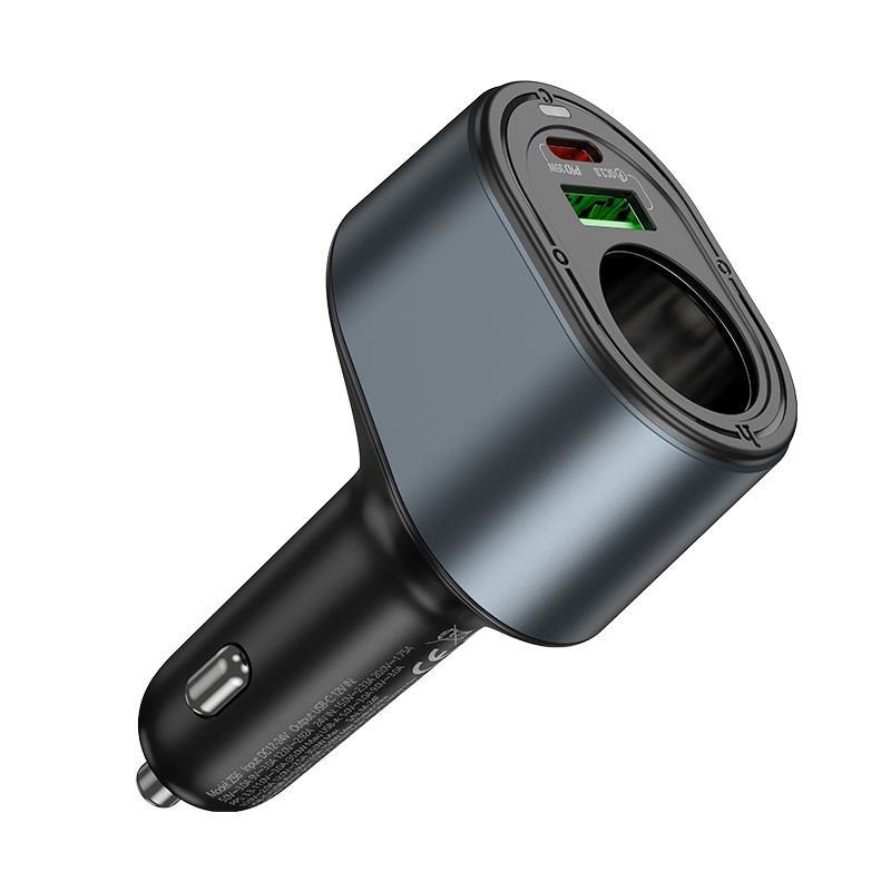 Car charger Hoco USB A + USB C + cigarette lighter PD QC3.0 3A 35W Z56 black
