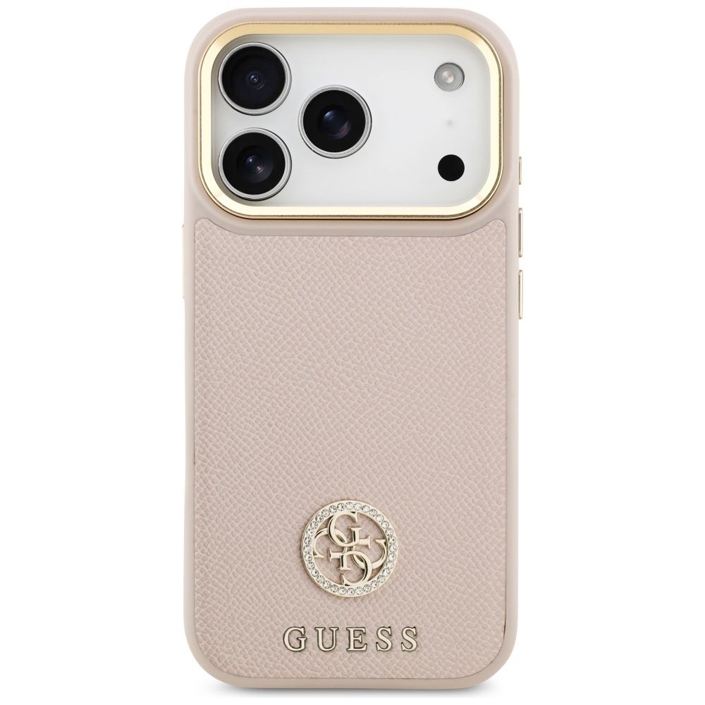68ce1ae0d9924b199f358b979f571307 GUESS case for IPHONE 17 Pro compatible with MagSafe GUHMP17LPGCRMDEP (PU W/ Grained Strass Logo) pink