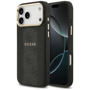 GUESS case for IPHONE 17 Pro Max compatible with MagSafe GUHMP17XPG4SEMCK (PU W/ 4G Stripe) black