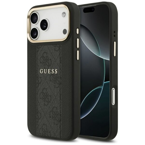 6b9f4661fc49b23d74f949060dbf35b9 GUESS case for IPHONE 17 Pro Max compatible with MagSafe GUHMP17XPG4SEMCK (PU W/ 4G Stripe) black