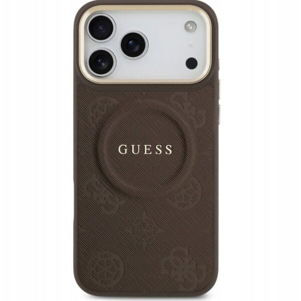6bebe0abc6e6a7f2af9295df1000ed8a GUESS case for IPHONE 17 Pro Max compatible with MagSafe GUHMP17XPSAMSECW (PU W/ Peony Hot Stamp) brown