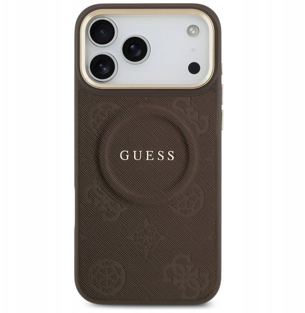 6bebe0abc6e6a7f2af9295df1000ed8a GUESS case for IPHONE 17 Pro Max compatible with MagSafe GUHMP17XPSAMSECW (PU W/ Peony Hot Stamp) brown