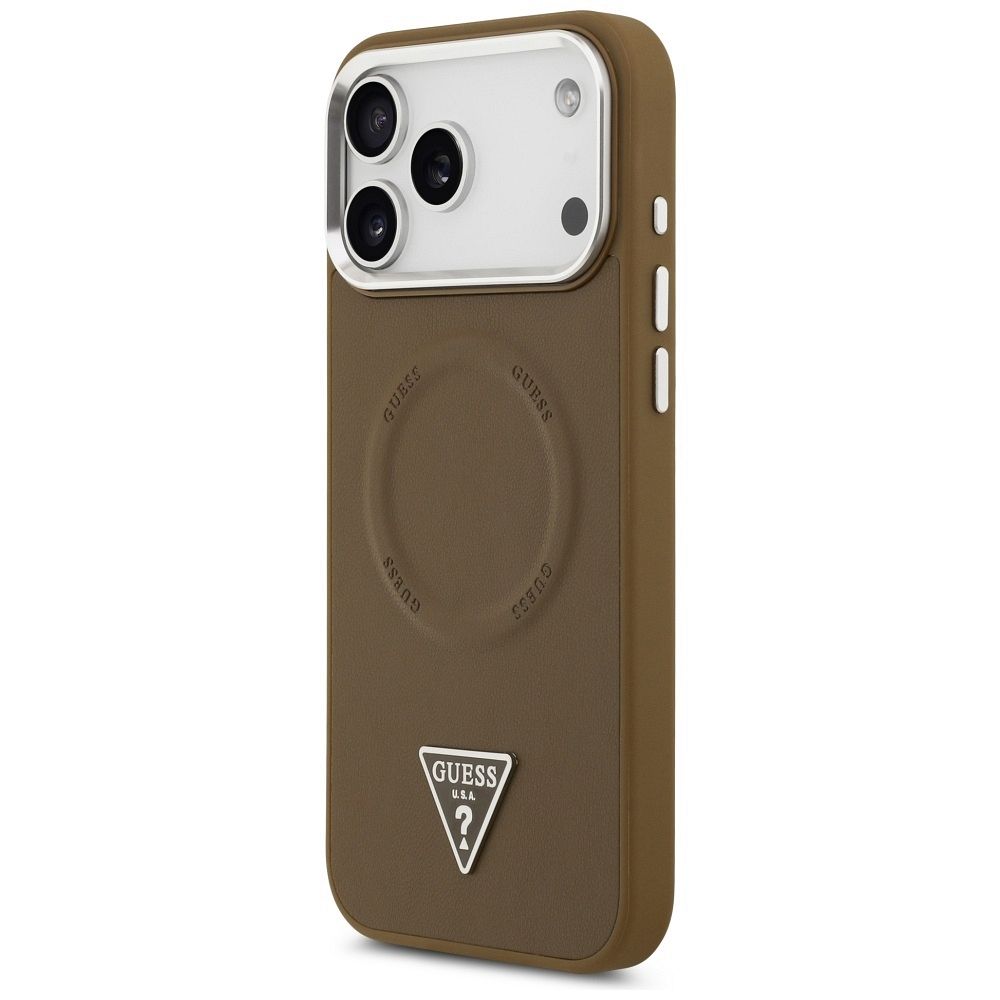 6bfabff1b5f4c3043fc226dd9a121589 GUESS case for IPHONE 17 Pro Max compatible with MagSafe GUHMP17XPSDTSCMW (PU W/ Triangle Logo) brown