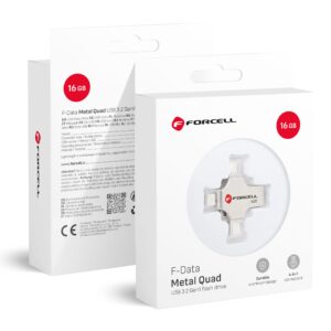 FORCELL F-DATA pendrive Metal Quad 16GB USB3.2 Gen 1 (USB A / Type C / Lightning / Micro USB) silver