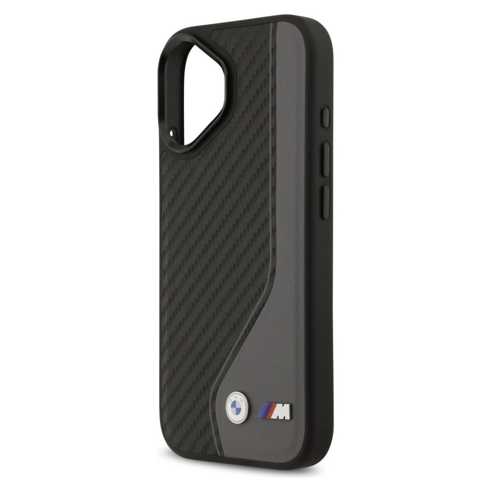 BMW case for IPHONE 17 compatible with MagSafe BMHMP17S25PCCSCAK (PU Carbon Logo) anthracite