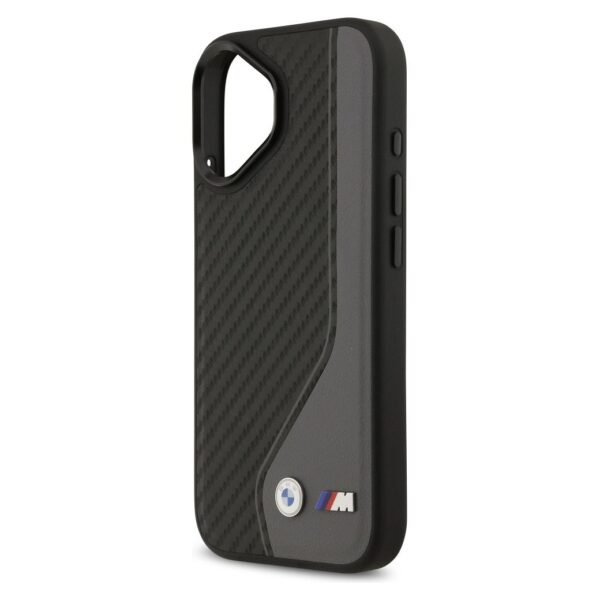 BMW case for IPHONE 17 compatible with MagSafe BMHMP17S25PCCSCAK (PU Carbon Logo) anthracite