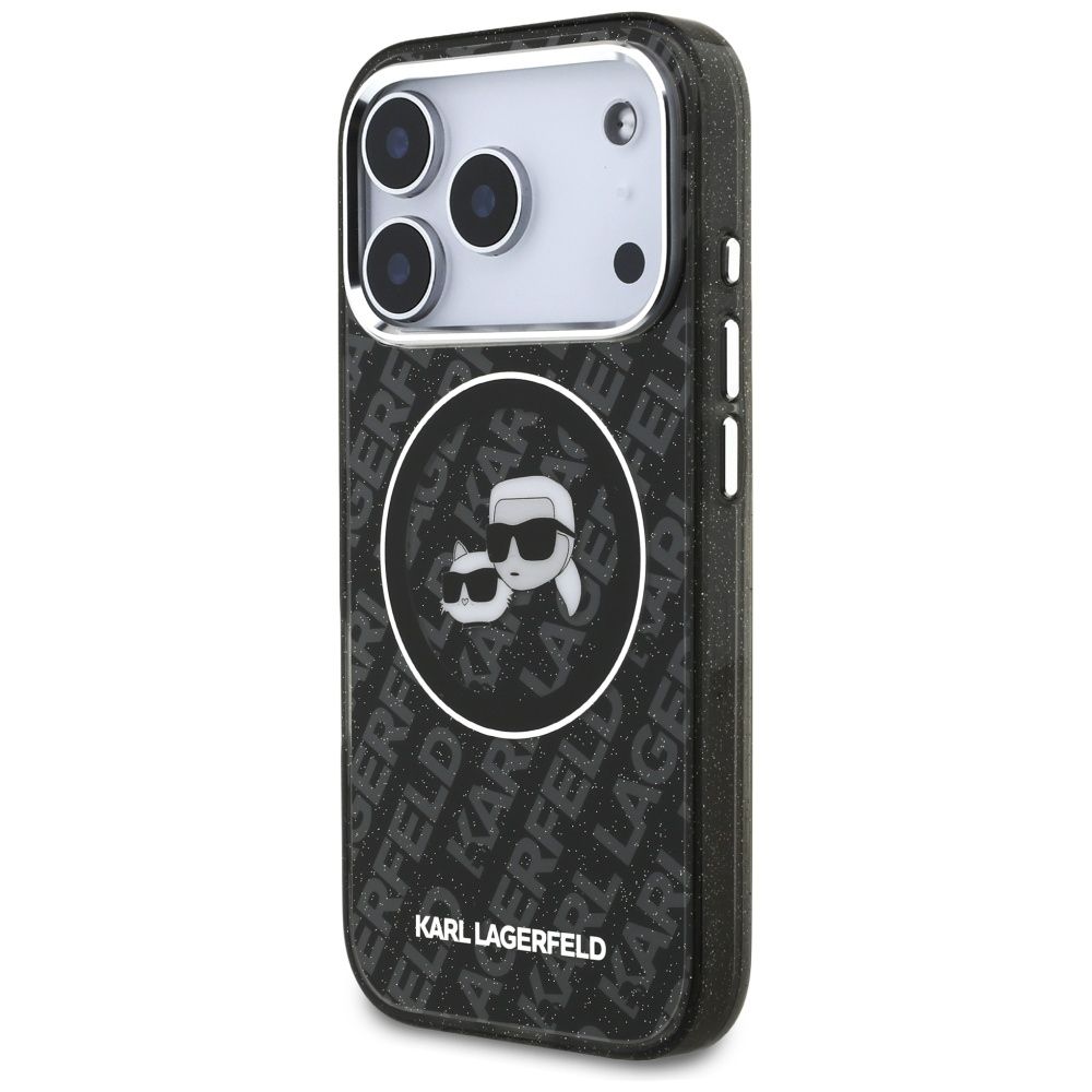 KARL LAGERFELD case for IPHONE 17 Pro compatible with MagSafe KLHMP17LHMKBKCHOK (IML Glitter K&C Heads Logo) black