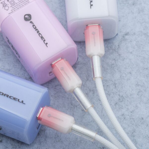 6f16fd4177bbbcacac41b15fa75d935b FORCELL F-ENERGY C357 cable Type C to Type C QC4.0 PD 5A 100W Gradient 1 m white