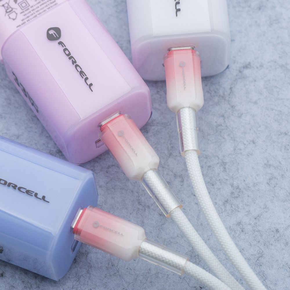 6f16fd4177bbbcacac41b15fa75d935b FORCELL F-ENERGY C357 cable Type C to Type C QC4.0 PD 5A 100W Gradient 1 m white