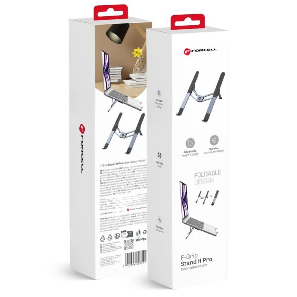 6f2cba7ef0818eac80932469b655b686 Desk holder for laptop / tablet foldable Forcell F-Grip Fold Stand H Pro gray