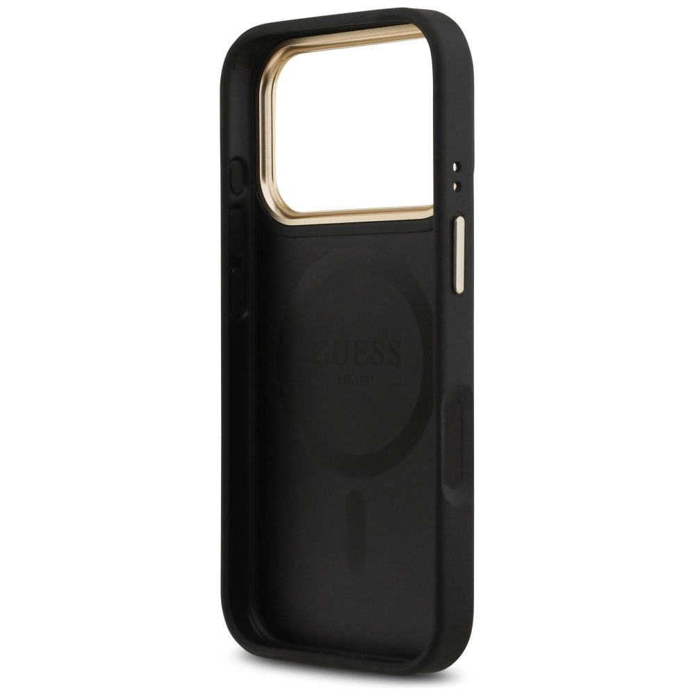 7056f8adfdb9aa5b093f7832d3247505 GUESS case for IPHONE 17 Pro compatible with MagSafe GUHMP17LPSAMSECK (PU W/ Peony Hot Stamp) black