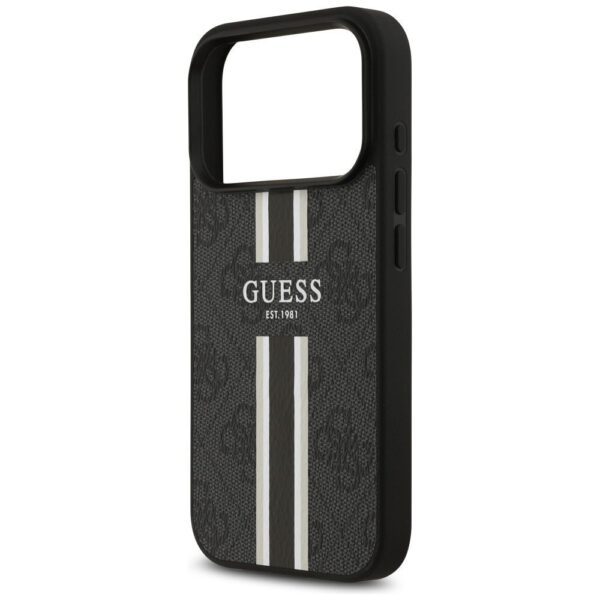 GUESS case for IPHONE 17 Pro compatible with MagSafe GUHMP17LP4RPSK (4G Printed Stripes) black