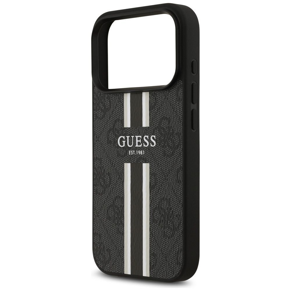 GUESS case for IPHONE 17 Pro compatible with MagSafe GUHMP17LP4RPSK (4G Printed Stripes) black