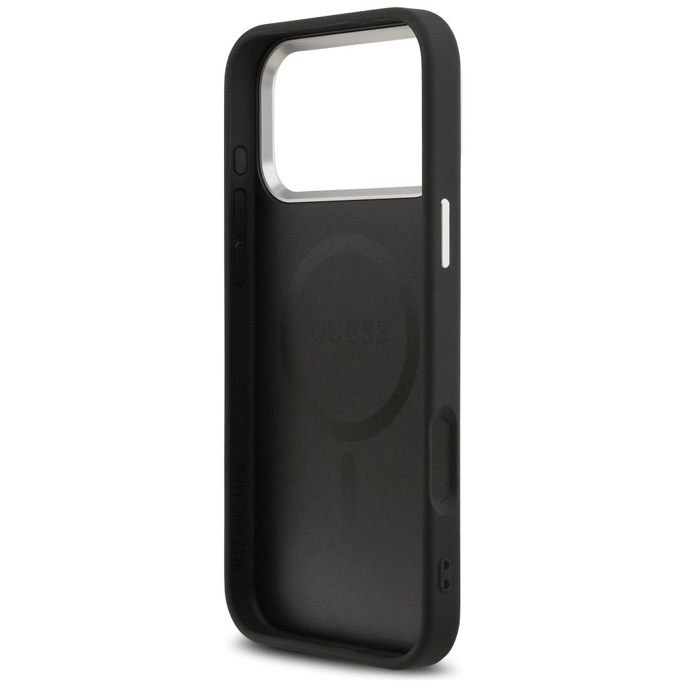 7189e77d9ee8f907027e6bd5b9cc2202 GUESS case for IPHONE 17 Pro compatible with MagSafe GUHMP17LPSDTSCMK (PU W/ Triangle Logo) black