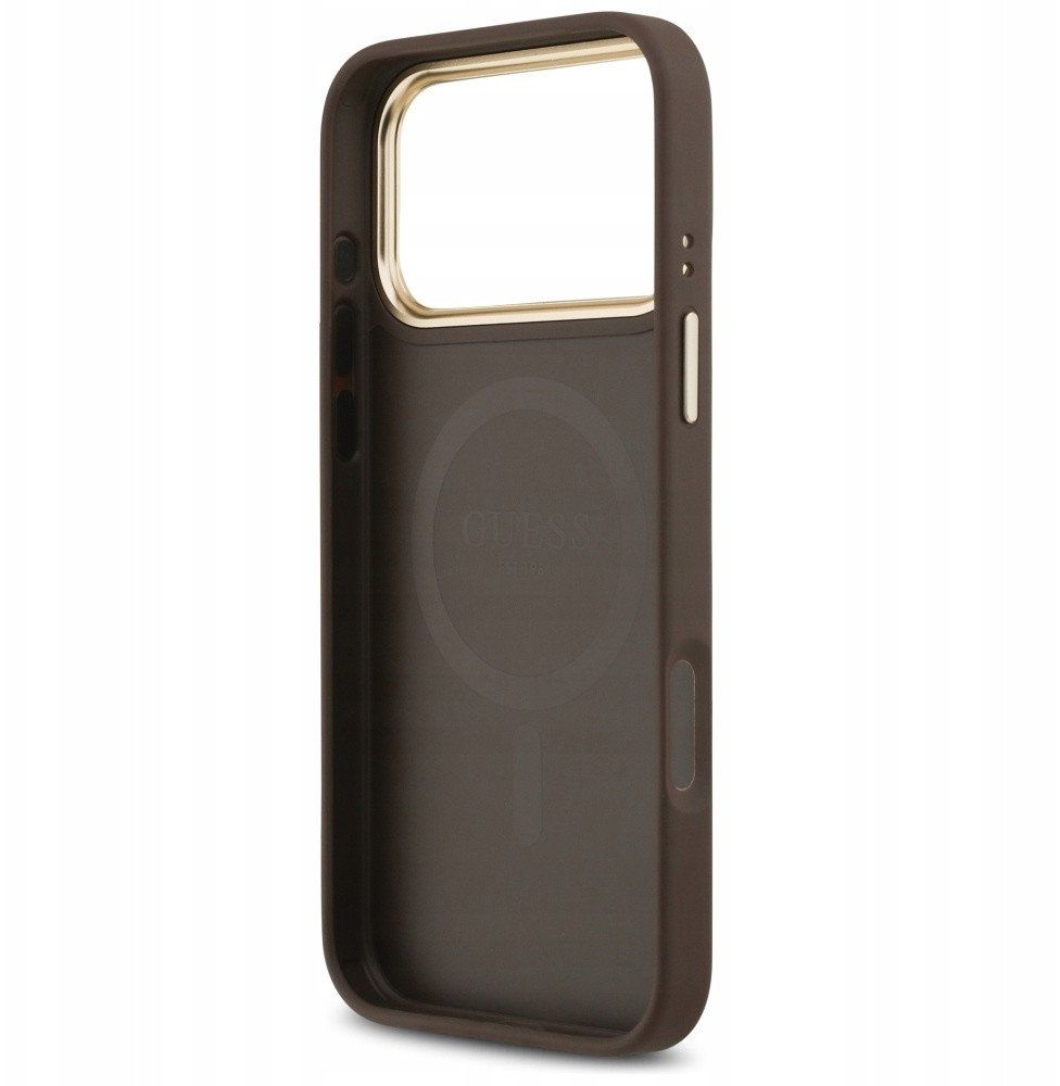 71c59da2836593eec85aa74c80e7fb55 GUESS case for IPHONE 17 Pro Max compatible with MagSafe GUHMP17XPSAMSECW (PU W/ Peony Hot Stamp) brown