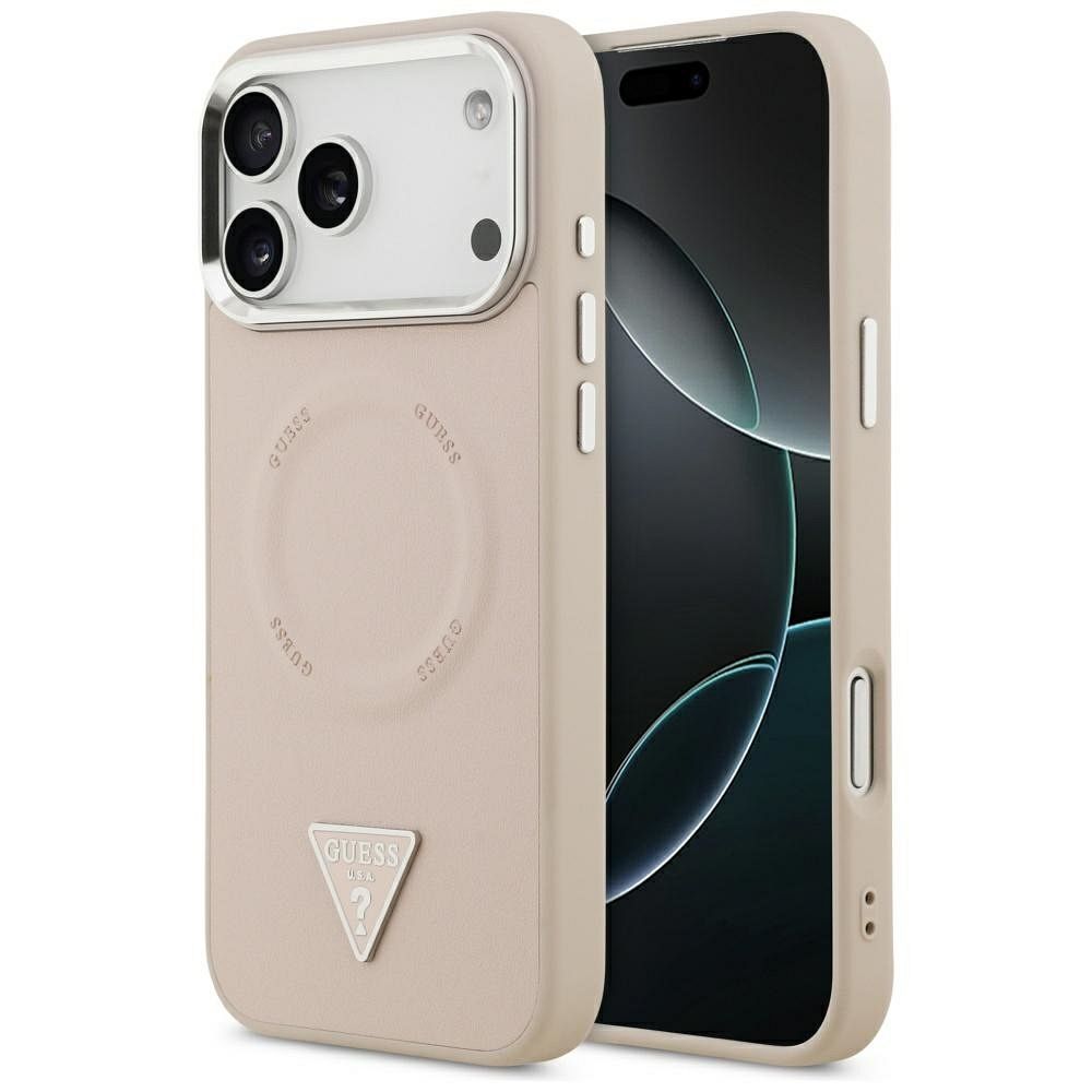 71cdc07b6a75a1296a7f6e21c6677a42 GUESS case for IPHONE 17 Pro compatible with MagSafe GUHMP17LPSDTSCMP (PU W/ Triangle Logo) pink