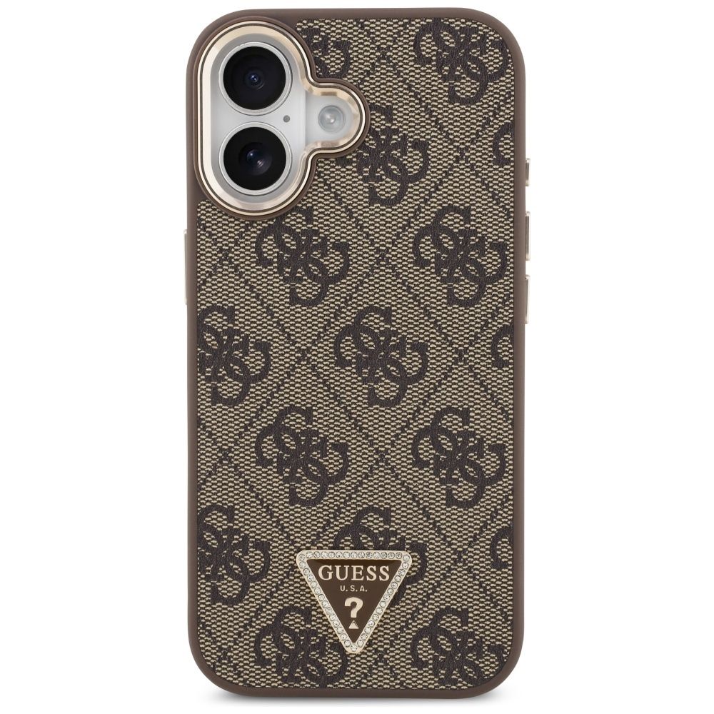 7212636ea49a8f7f1f9253e853798f2b GUESS case for IPHONE 17 compatible with MagSafe GUHMP17SP4GTDGMW (4G PU W/ Triangle Logo) gold brown