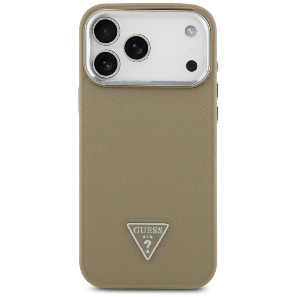 72191f02a87943e0c408fc9d4d338aad GUESS case for IPHONE 17 Pro Max compatible with MagSafe GUHMP17XPGTSPSW (Grained PU Triangle Logo) brown