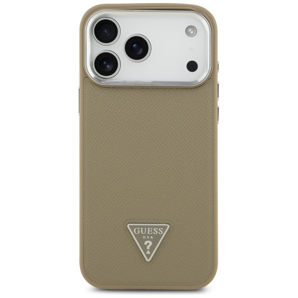 72191f02a87943e0c408fc9d4d338aad GUESS case for IPHONE 17 Pro Max compatible with MagSafe GUHMP17XPGTSPSW (Grained PU Triangle Logo) brown
