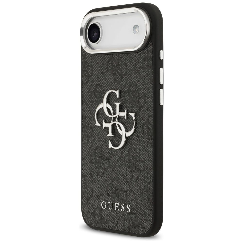 730d6b248eacedf58901eaa26be9d694 GUESS case for IPHONE 17 Air GUHCP17MP4G4SMCK (4G PU Leather Case with Big 4G and Classic Logo and Silver Metal Camera Frame) black