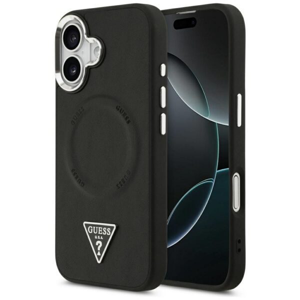 GUESS case for IPHONE 17 compatible with MagSafe GUHMP17SPSDTSCMK (PU W/ Triangle Logo) black