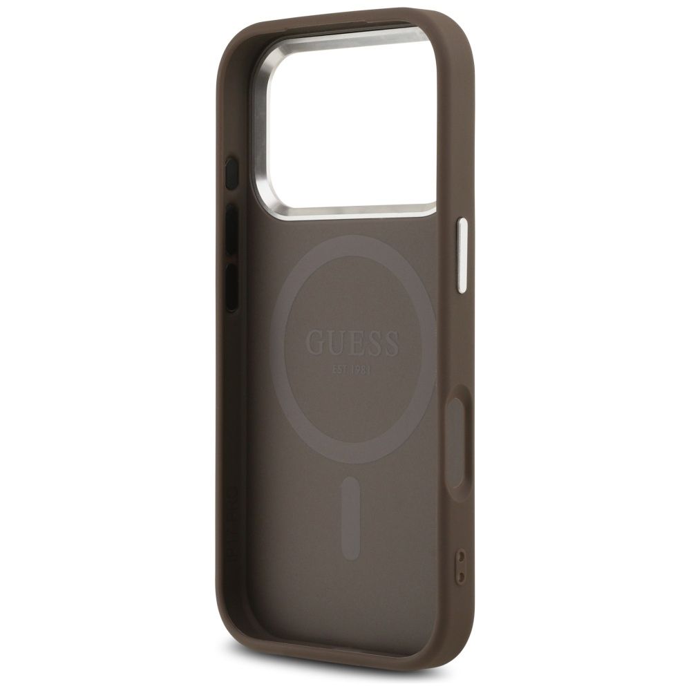 73fbfb1ad5e4fa6525a5e92b7c0e7d56 GUESS case for IPHONE 17 Pro compatible with MagSafe GUHMP17LP4TSRCMW (PU 4G W/Triangle Logo SL) brown