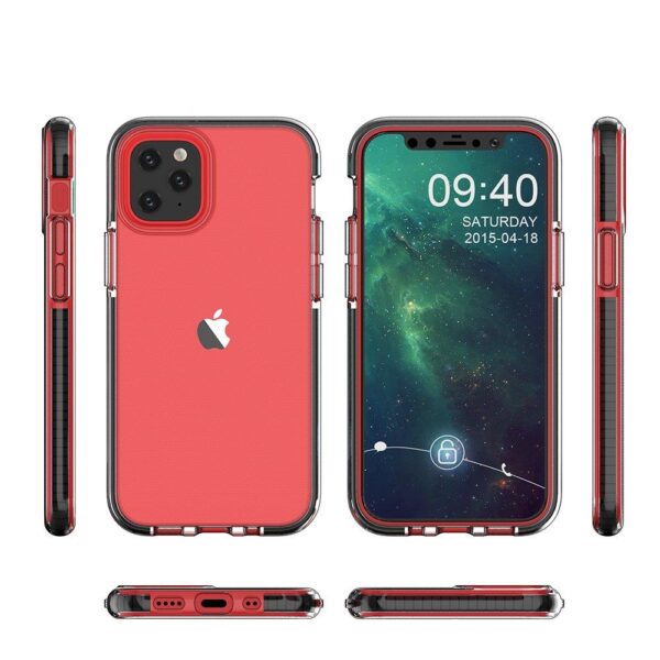 74581_2 Spring Case clear TPU gel protective cover with colorful frame for iPhone 13 Pro blackeng