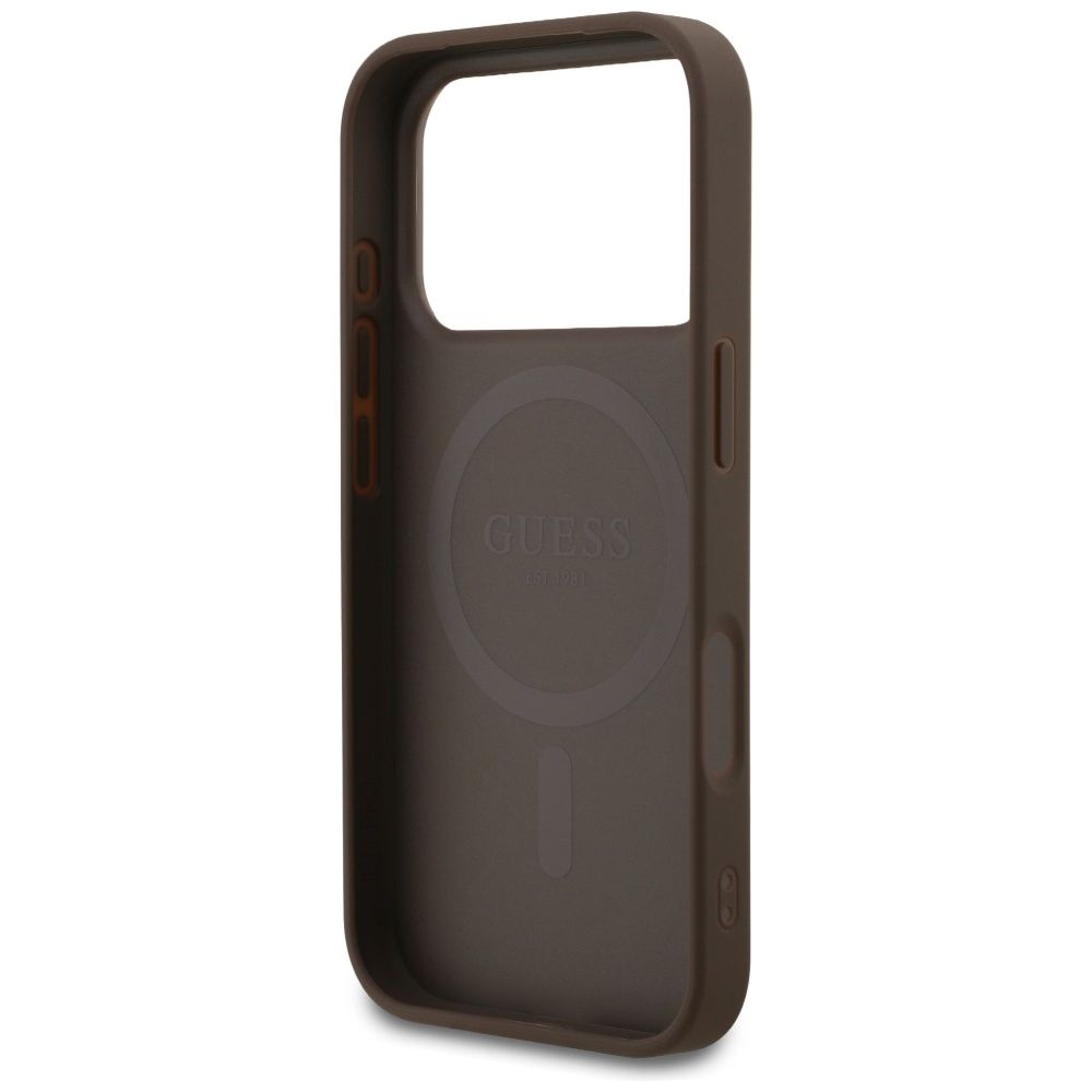 74c28c46b9cf59b76267849cdcee0aa9 GUESS case for IPHONE 17 Pro compatible with MagSafe GUHMP17LG4GFRW (PU 4G Ring Classic Logo) brown