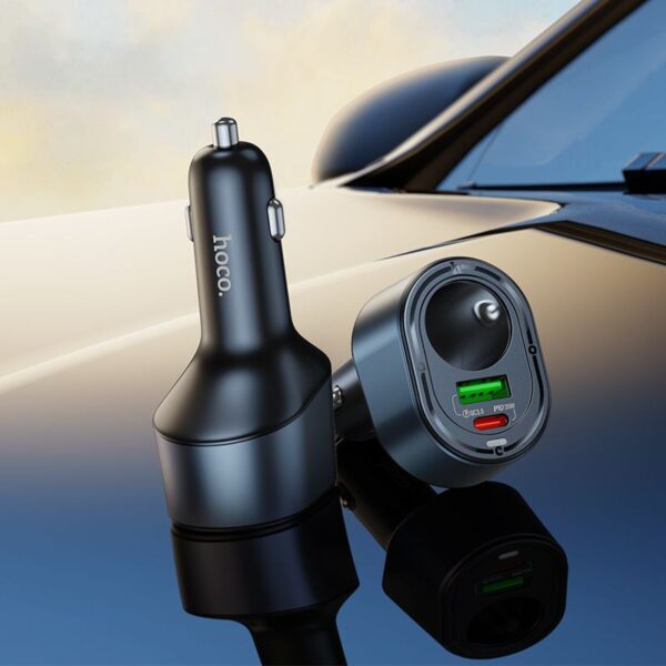 Car charger Hoco USB A + USB C + cigarette lighter PD QC3.0 3A 35W Z56 black