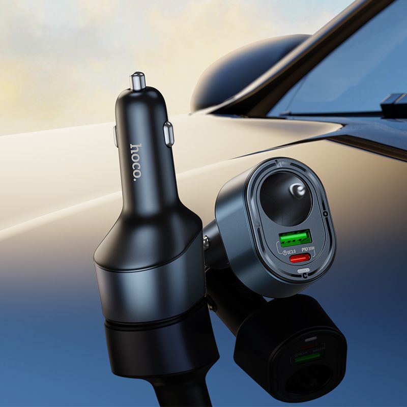 Car charger Hoco USB A + USB C + cigarette lighter PD QC3.0 3A 35W Z56 black