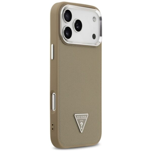 75698ff027d4b2e05a250915a3bbef30 GUESS case for IPHONE 17 Pro Max compatible with MagSafe GUHMP17XPGTSPSW (Grained PU Triangle Logo) brown