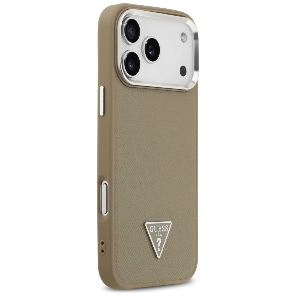 75698ff027d4b2e05a250915a3bbef30 GUESS case for IPHONE 17 Pro Max compatible with MagSafe GUHMP17XPGTSPSW (Grained PU Triangle Logo) brown