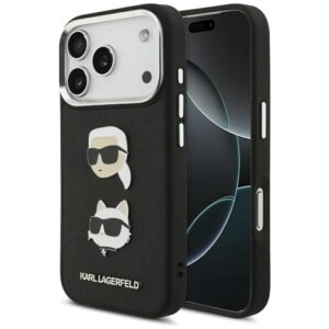 KARL LAGERFELD case for IPHONE 17 Pro KLHCP17LPSFDHPOK (FW Grained PU W/ K&C Heads Pin & Logo) black