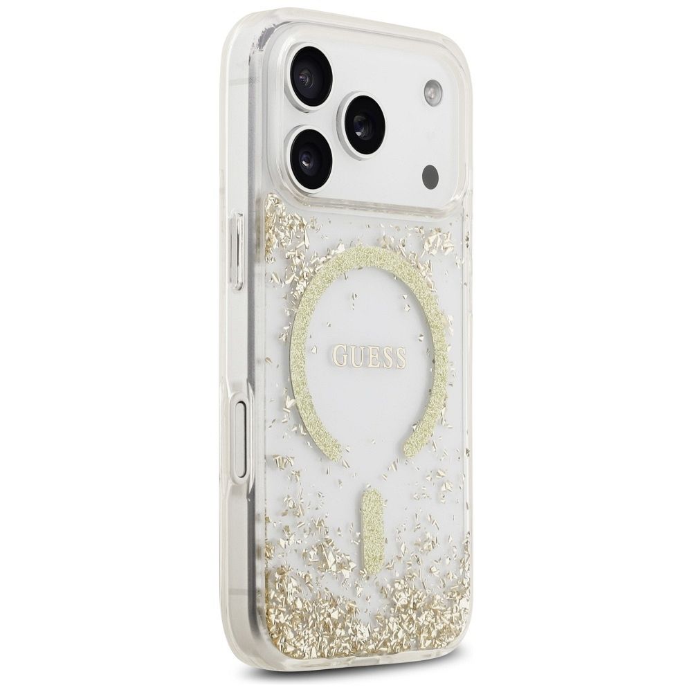760fd71b163c866086bc3cddb1a13c43 GUESS case for IPHONE 17 Pro compatible with MagSafe GUHMP17LRGRGED (Resin Bottom Glitter) gold