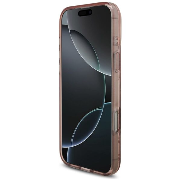 GUESS case for IPHONE 17 Pro Max compatible with MagSafe GUHMP17XHFWBRCESP (IML Flowers with Pearl Strap) pink