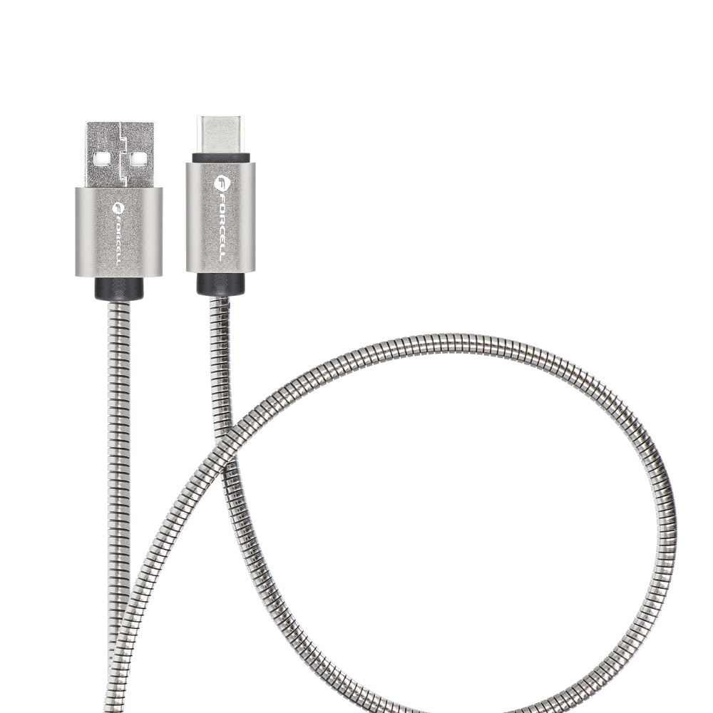 Cable USB A to USB C Forcell F-Energy QC4.0 3A 66W Metal 1 m C234 silver