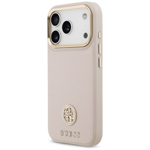 7791fdb82dd662be09a1b88629c16d18 GUESS case for IPHONE 17 Pro compatible with MagSafe GUHMP17LPGCRMDEP (PU W/ Grained Strass Logo) pink