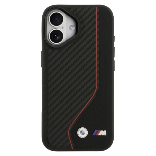 BMW case for IPHONE 17 compatible with MagSafe BMHMP17S25PCCSCKR (PU Carbon Line & Logo) red