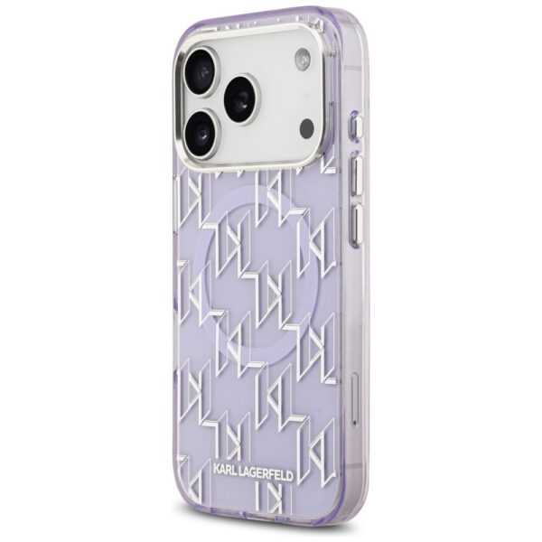 KARL LAGERFELD case for IPHONE 17 Pro Max compatible with MagSafe KLHMP17XHMIKLMEU (IML KL Monogram) purple