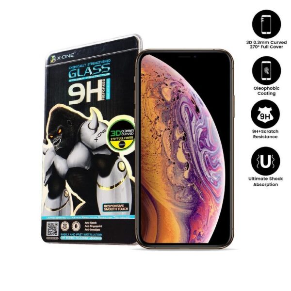 Tempered Glass X-ONE - for iPhone X/Xs 3D Full Cover black