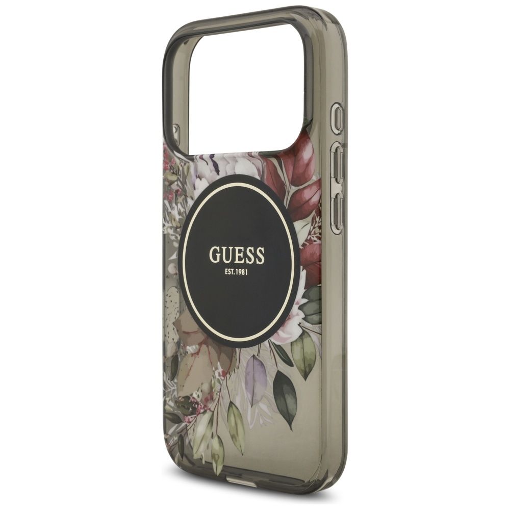 78d82deb0773074c81f9cd17a289fd49 GUESS case for IPHONE 17 Pro compatible with MagSafe GUHMP17LHFWBRCESK (IML Flowers with Pearl Strap) black