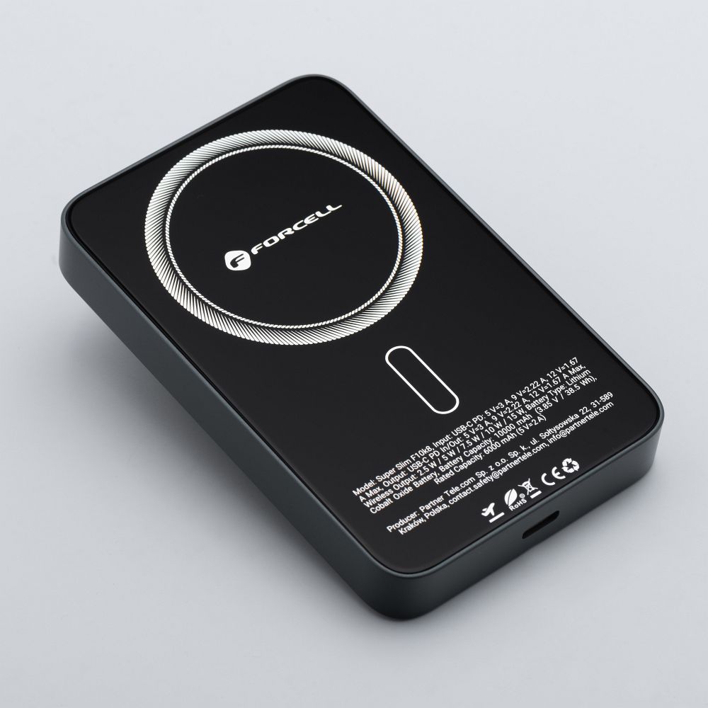 7903f8b51f7a1bbf5a1300d130ca9b88 Powerbank compatible with MagSafe Forcell F-Energy SuperSlim F10K8 QC4.0 PD3.0 15W 10000 mAh black