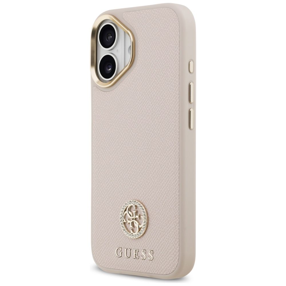 790f1a798ea72d1a370b64d11359d8ba GUESS case for IPHONE 17 compatible with MagSafe GUHMP17SPGCRMDEP (PU W/ Grained Strass Logo) pink