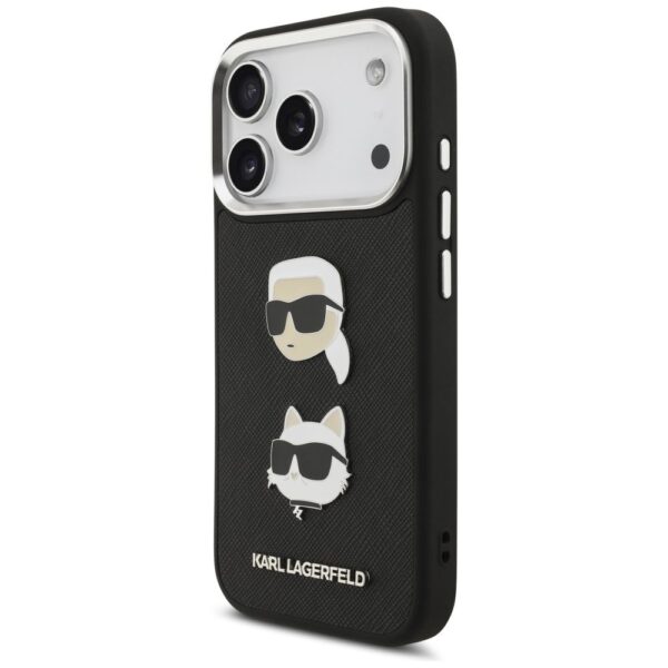 KARL LAGERFELD case for IPHONE 17 Pro KLHCP17LPSFDHPOK (FW Grained PU W/ K&C Heads Pin & Logo) black